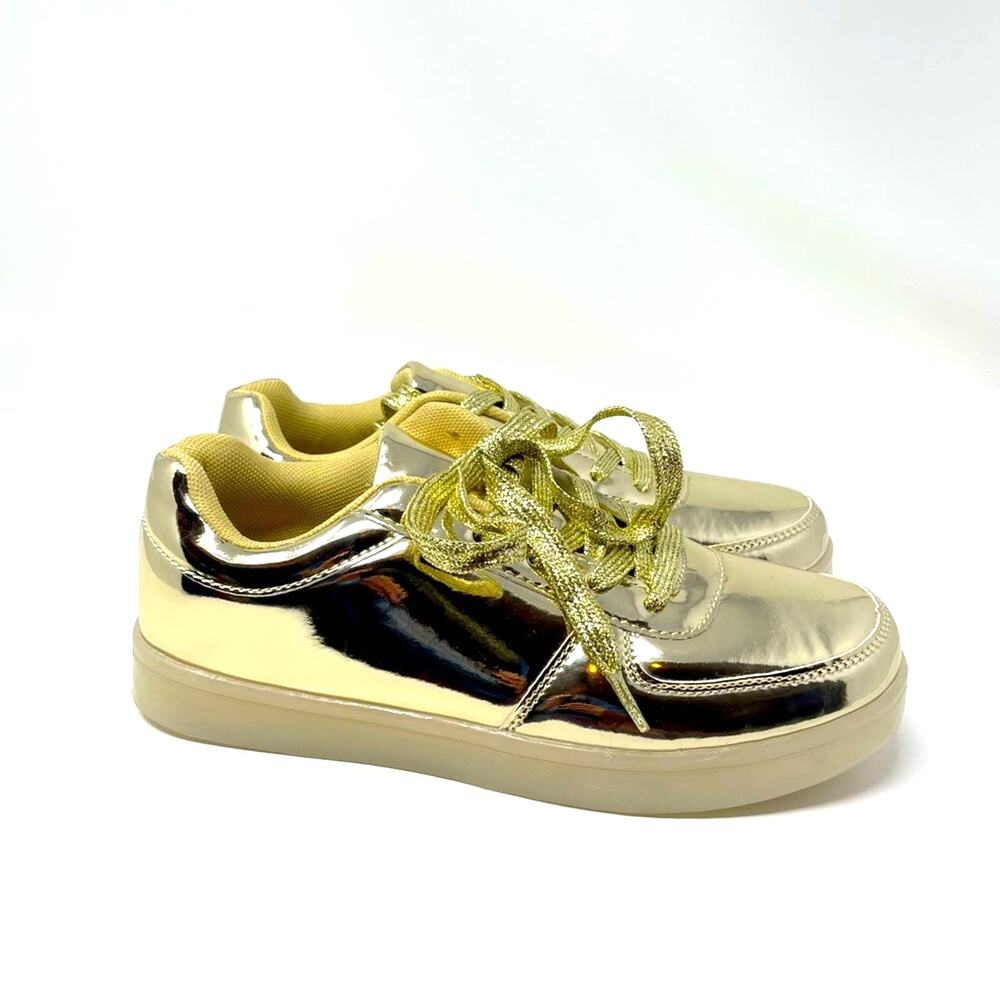 Gold Sneakers Metallic Shoes Light Up Rechargable 7 Glow New